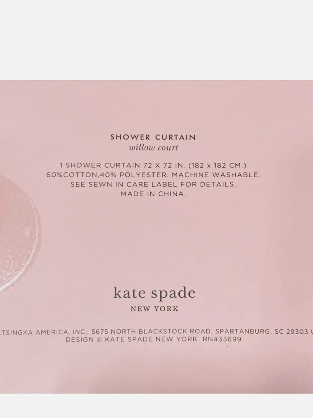 kate spade Grey Fabric Shower Curtain - Floral Print - LIKE NEW
